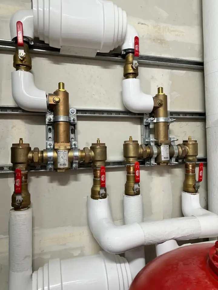 Mechanical room pipe installation in Vancouver
